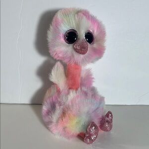 Ty Beanie baby Plush Ostrich Boo Avery Toy Pink and Multicolor